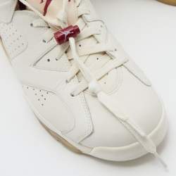 Air Jordans White/Red Suede and Leather Jordan 6 Retro Sneakers Size 44.5