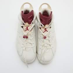 Air Jordans White/Red Suede and Leather Jordan 6 Retro Sneakers Size 44.5