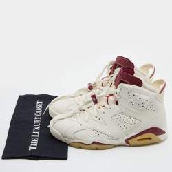 Air Jordans White/Red Suede and Leather Jordan 6 Retro Sneakers Size 44.5