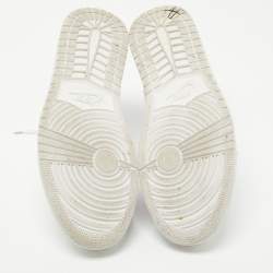 Pre Owned Air Jordan White Leather Jordan 1 Mid SE Nike Swoosh On Tour Sneakers 47.5