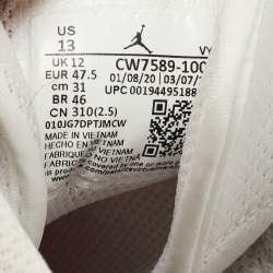 Pre Owned Air Jordan White Leather Jordan 1 Mid SE Nike Swoosh On Tour Sneakers 47.5