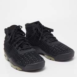 Pre Owned Air Jordan Black Leather and Fabric Flyknit Elevation 23 Sneakers Size 44
