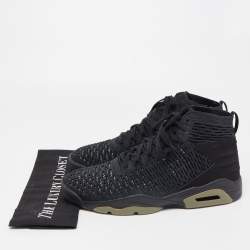 Pre Owned Air Jordan Black Leather and Fabric Flyknit Elevation 23 Sneakers Size 44