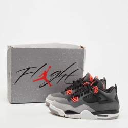 Pre Owned Air Jordan Grey/Red Nubuck Leather 4 Retro Bred Sneakers Size 43