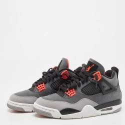 Pre Owned Air Jordan Grey/Red Nubuck Leather 4 Retro Bred Sneakers Size 43
