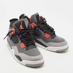 Pre Owned Air Jordan Grey/Red Nubuck Leather 4 Retro Bred Sneakers Size 43