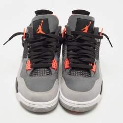 Pre Owned Air Jordan Grey/Red Nubuck Leather 4 Retro Bred Sneakers Size 43