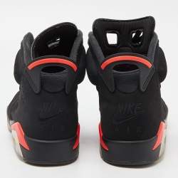 Pre Owned Air Jordan Black Nubuck Leather Jordan 6 Retro Infrared High Top Sneakers Size 45