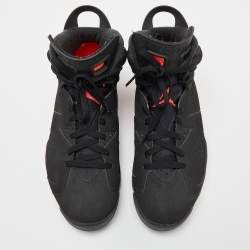 Pre Owned Air Jordan Black Nubuck Leather Jordan 6 Retro Infrared High Top Sneakers Size 45