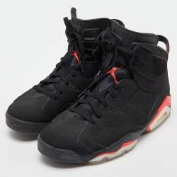 Air Jordan Black Nubuck Leather Jordan 6 Retro Infrared High Top Sneakers Size 45