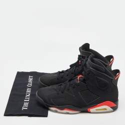 Pre Owned Air Jordan Black Nubuck Leather Jordan 6 Retro Infrared High Top Sneakers Size 45
