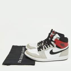 Pre Owned Air Jordan Tricolor Leather and Suede Jordan1 High Light Smoke Grey Sneakers Size 46