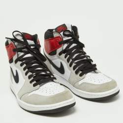 Pre Owned Air Jordan Tricolor Leather and Suede Jordan1 High Light Smoke Grey Sneakers Size 46