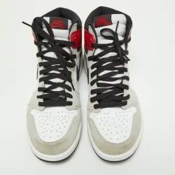 Pre Owned Air Jordan Tricolor Leather and Suede Jordan1 High Light Smoke Grey Sneakers Size 46