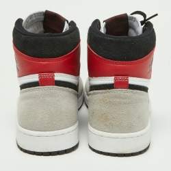 Pre Owned Air Jordan Tricolor Leather and Suede Jordan1 High Light Smoke Grey Sneakers Size 46