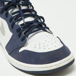 Pre Owned Air Jordan Navy Blue/White Leather Jordan 1 Retro High CO.JP Midnight Navy Sneakers Size 46