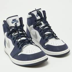 Pre Owned Air Jordan Navy Blue/White Leather Jordan 1 Retro High CO.JP Midnight Navy Sneakers Size 46