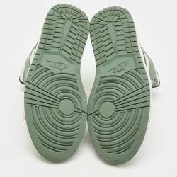 Pre Owned Air Jordan Two Tone Leather Mid Dutch Green High Top Sneakers Size 44