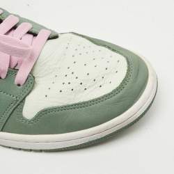 Pre Owned Air Jordan Two Tone Leather Mid Dutch Green High Top Sneakers Size 44