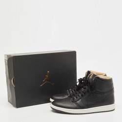 Air Jordan Black Leather Jordan1 Retro High Vachetta Sneakers Size 43