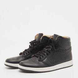 Air Jordan Black Leather Jordan1 Retro High Vachetta Sneakers Size 43