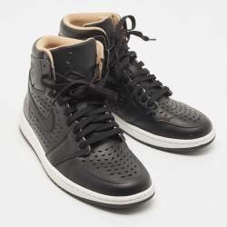Air Jordan Black Leather Jordan1 Retro High Vachetta Sneakers Size 43