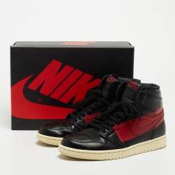 Pre Owned Air Jordan Black Leather Air Jordan1 Sb Dunk High Sneakers Size 43