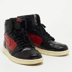 Pre Owned Air Jordan Black Leather Air Jordan1 Sb Dunk High Sneakers Size 43