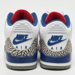 Air Jordans White/Blue Leather Jordan 3 Retro OG True Blue Sneakers Size 41