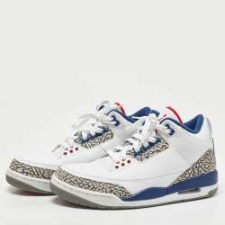 Air Jordans White/Blue Leather Jordan 3 Retro OG True Blue Sneakers Size 41