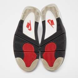 Pre Owned Air Jordans White Leather Jordan 4 Retro White Cement Sneakers Size 45