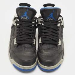 Pre Owned Air Jordans Black Leather Jordan 4 Retro Motorsports Alternate Sneakers Size 45