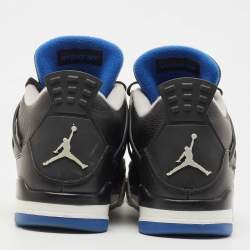 Pre Owned Air Jordans Black Leather Jordan 4 Retro Motorsports Alternate Sneakers Size 45