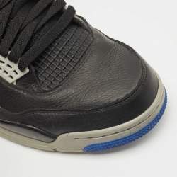 Pre Owned Air Jordans Black Leather Jordan 4 Retro Motorsports Alternate Sneakers Size 45