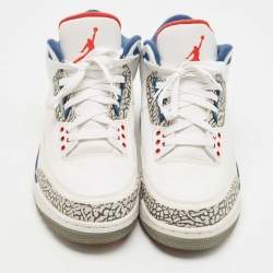 Pre Owned Air Jordans White Leather Jordan 3 True Blue Sneakers Size 45