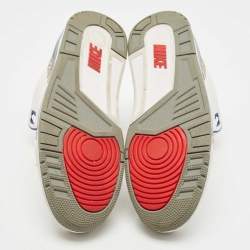 Pre Owned Air Jordans White Leather Jordan 3 True Blue Sneakers Size 45