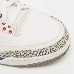 Pre Owned Air Jordans White Leather Jordan 3 True Blue Sneakers Size 45