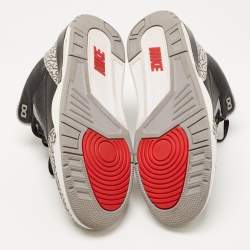 Pre Owned Air Jordans Black Leather Jordan 3 Black Cement Sneakers Size 45