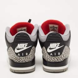 Pre Owned Air Jordans Black Leather Jordan 3 Black Cement Sneakers Size 45