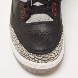 Pre Owned Air Jordans Black Leather Jordan 3 Black Cement Sneakers Size 45