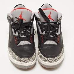 Pre Owned Air Jordans Black Leather Jordan 3 Black Cement Sneakers Size 45