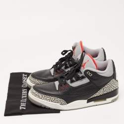 Pre Owned Air Jordans Black Leather Jordan 3 Black Cement Sneakers Size 45