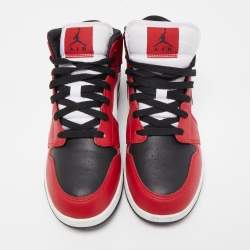 Pre Owned Air jordan Red/White Leather Jordan 1 Mid Chicago Sneakers Size 40