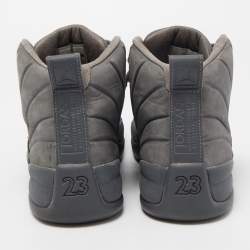 Air Jordans Grey Nubuck Leather High Top Sneakers Size 41