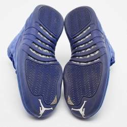 Pre Owned Air Jordans Blue Suede and Embossed Leather Jordan 12 Retro Sneakers Size 43