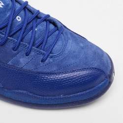 Pre Owned Air Jordans Blue Suede and Embossed Leather Jordan 12 Retro Sneakers Size 43