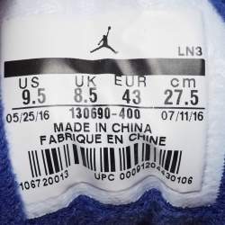 Pre Owned Air Jordans Blue Suede and Embossed Leather Jordan 12 Retro Sneakers Size 43