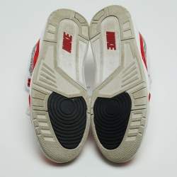 Air Jordan White/Red Leather and Suede Jordan 3 Tinker White University Red Sneakers Size 45