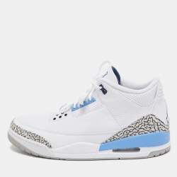 Air Jordan White/Blue Leather Jordan 3 Retro UNC 2020 High Top Sneakers Size 47