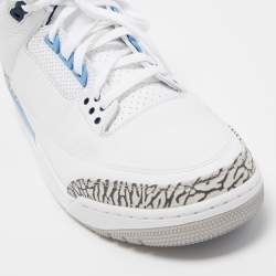 Air Jordan White/Blue Leather Jordan 3 Retro UNC 2020 High Top Sneakers Size 47